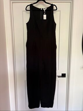 SPANX Black Sleeveless Ponte Corset Barrel Leg Jumpsuit